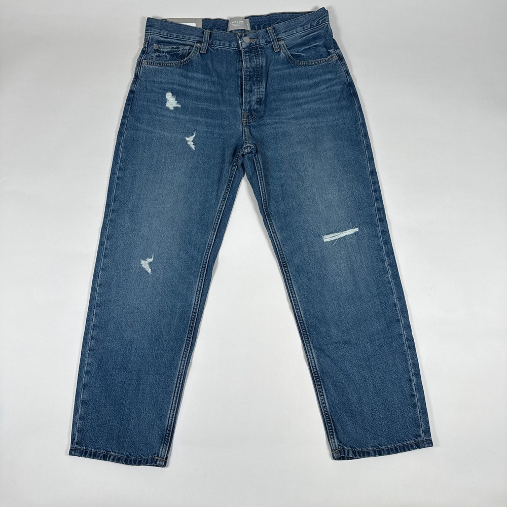 Everlane Jeans Womens 29 Blue The Summer‎ Slouch Distressed Organic Cotton
